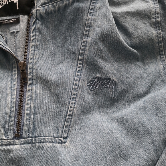 Authentic Stussy Denim Hoodie Anorak Jacket - Picture 4 of 13
